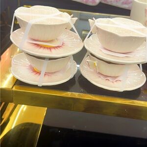 Vintage-Inspired Porcelain Tea Cup and Saucer Set in Soft Pink